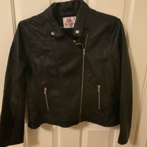 Kids Plus-Size Black Vegan Leather Moto Jacket